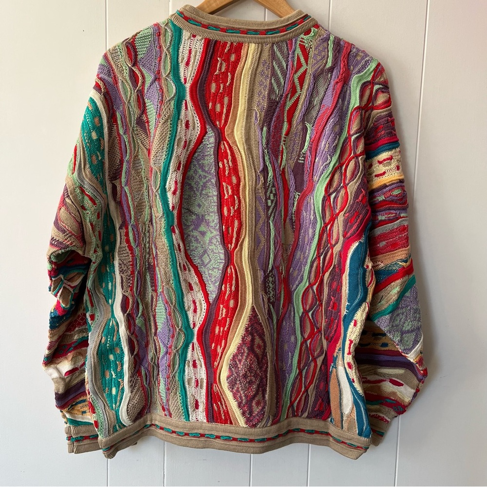 Vintage Coogi 3D Knit Mercerized Cotton Sweater Australia 1980s Biggie Colourful - Picture 6 of 11